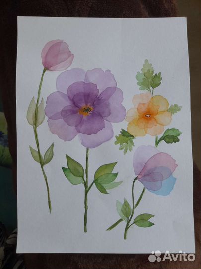 Картина акварель цветы