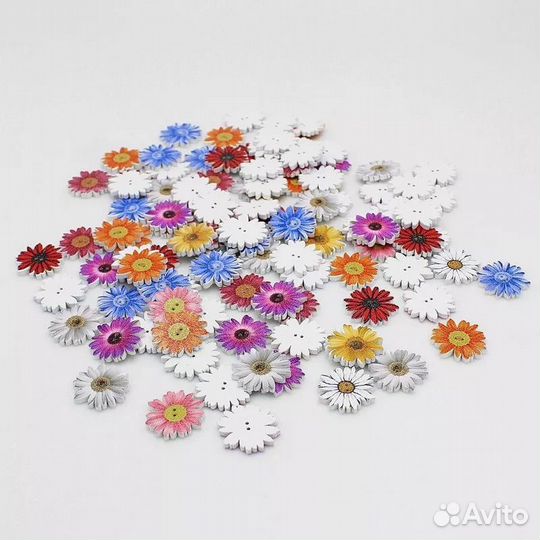 Деревянные пуговицы Ромашка