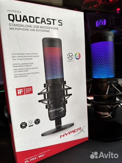 Микрофон студийный hyperx quadcast s