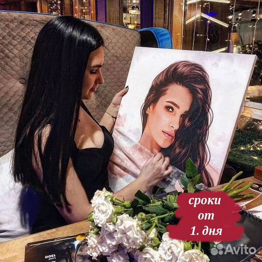 Портрет по фото на холсте