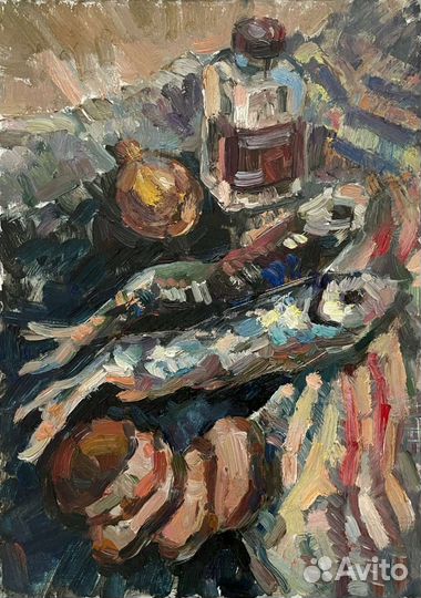 Картина маслом натюрморт с рыбой