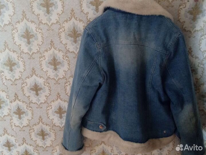 Джинсовая куртка с мехом женская 46 48