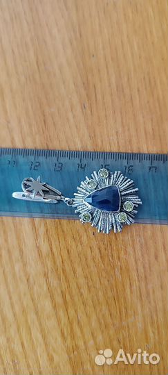 Серебряные серьги с натуральным сапфиром