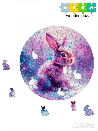 Фигурные деревянные пазлы Зайчонок