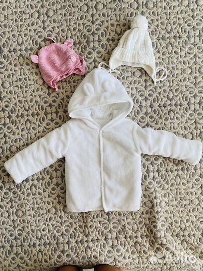 Костюмчики куртка шапки и ботинки на девочку 74