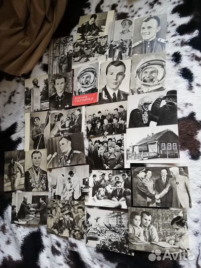 Старые открытки космос Гагарин Титов Леонов