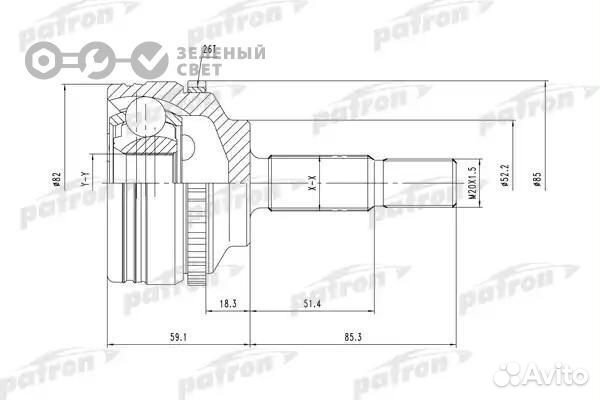 Patron PCV1378 шрус наруж.ком/кт ABS 26zrenault Cl