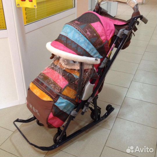 Санки коляска Ника 7-3 колес 6