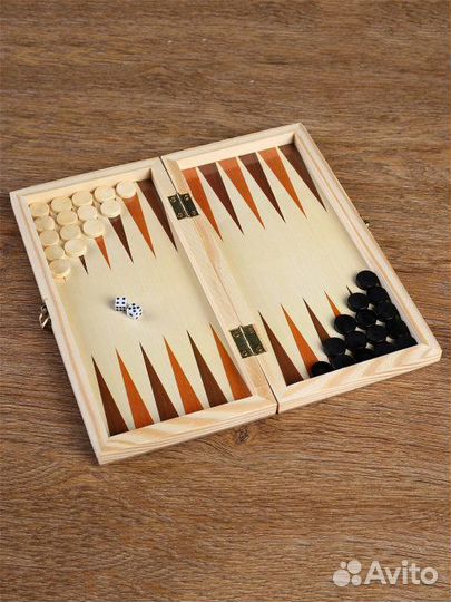 Шахматы, шашки и нарды 3в1, 24см