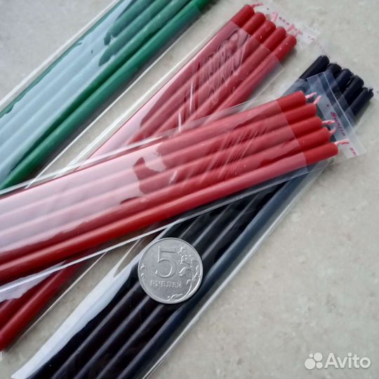 Набор Восковых свечей, цветные, 5 штук