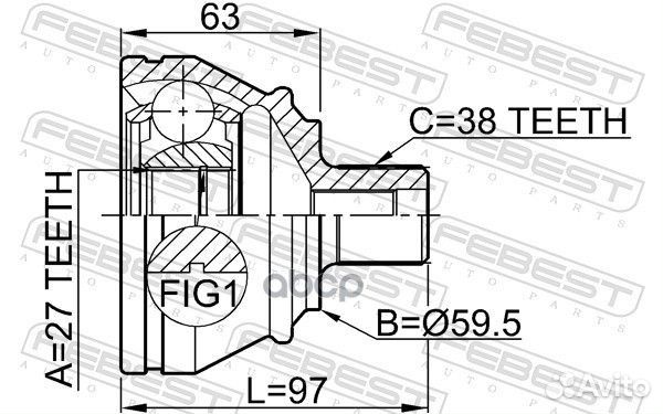 Шрус внешний audi A8 (D3/4E) 2002-2010, audi A6
