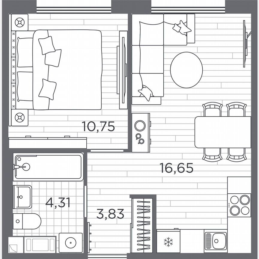 1-к. квартира, 35,5 м², 5/5 эт.