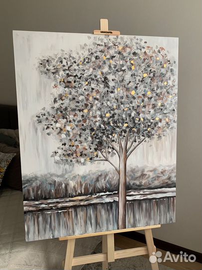 Картина акрилом интерьерная дерево абстракция