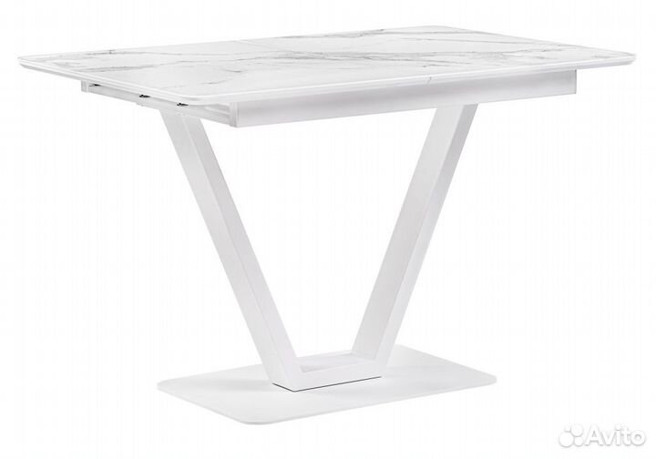 Стол стеклянный Бугун 120(160)х80х77 белый мрамор