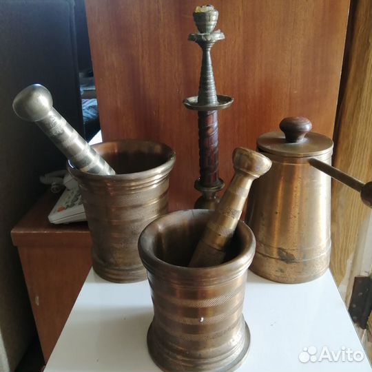 Бронза ступки кофеварка подсвечник ручная работа