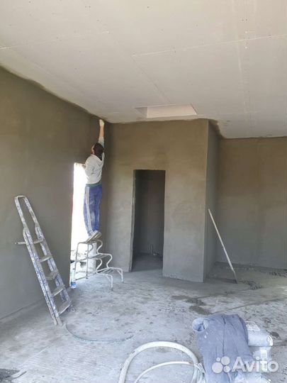 Штукатурка цементно-песчаная с материалом мех