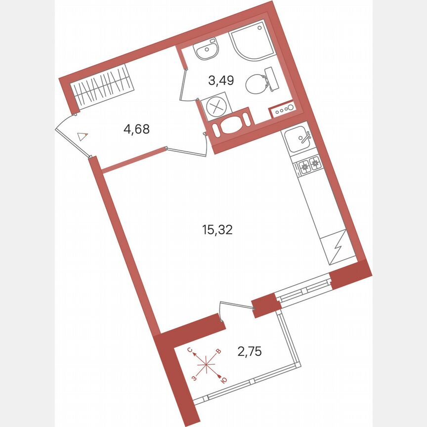 Квартира-студия, 24,9 м², 2/11 эт.
