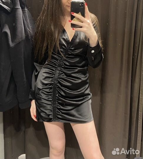 Платье атласное zara