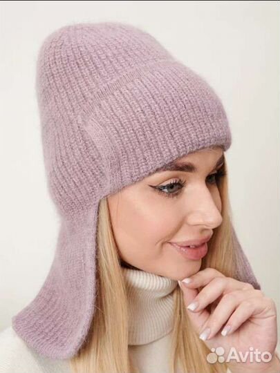 Шапка-ушанка зимняя женская фиолетовая
