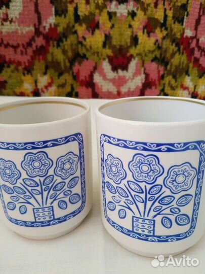 Две кружки с золотой каймой, фарфор СССР