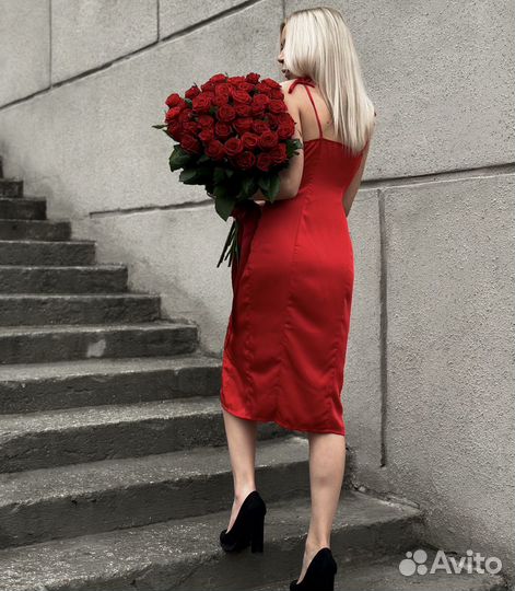 Букет красных роз свежие цветы 15 31 51 101 роза