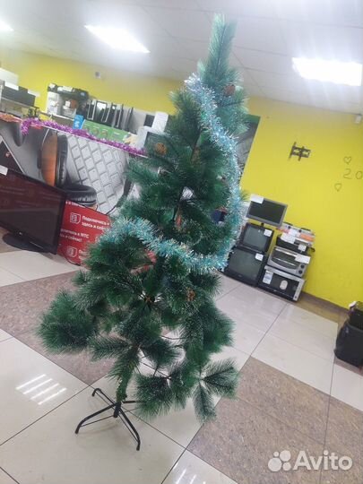 Елка искусственная с шишками и инеем, 180 см