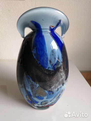 Большая ваза многослойное стекло гутная техника