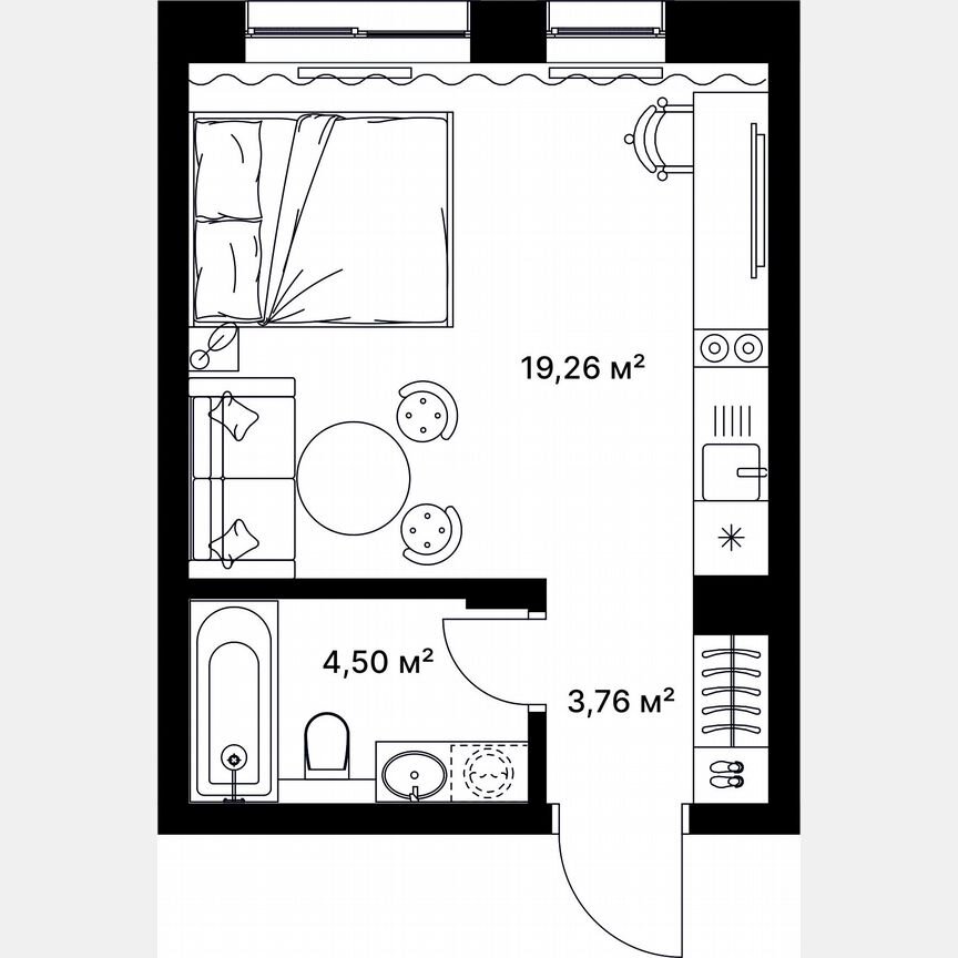 Квартира-студия, 27,5 м², 4/5 эт.