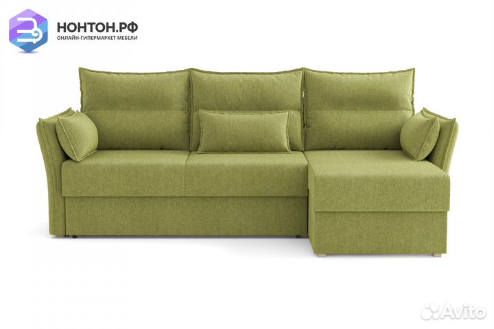 Диван угловой еврокнижка Бруклин зеленый