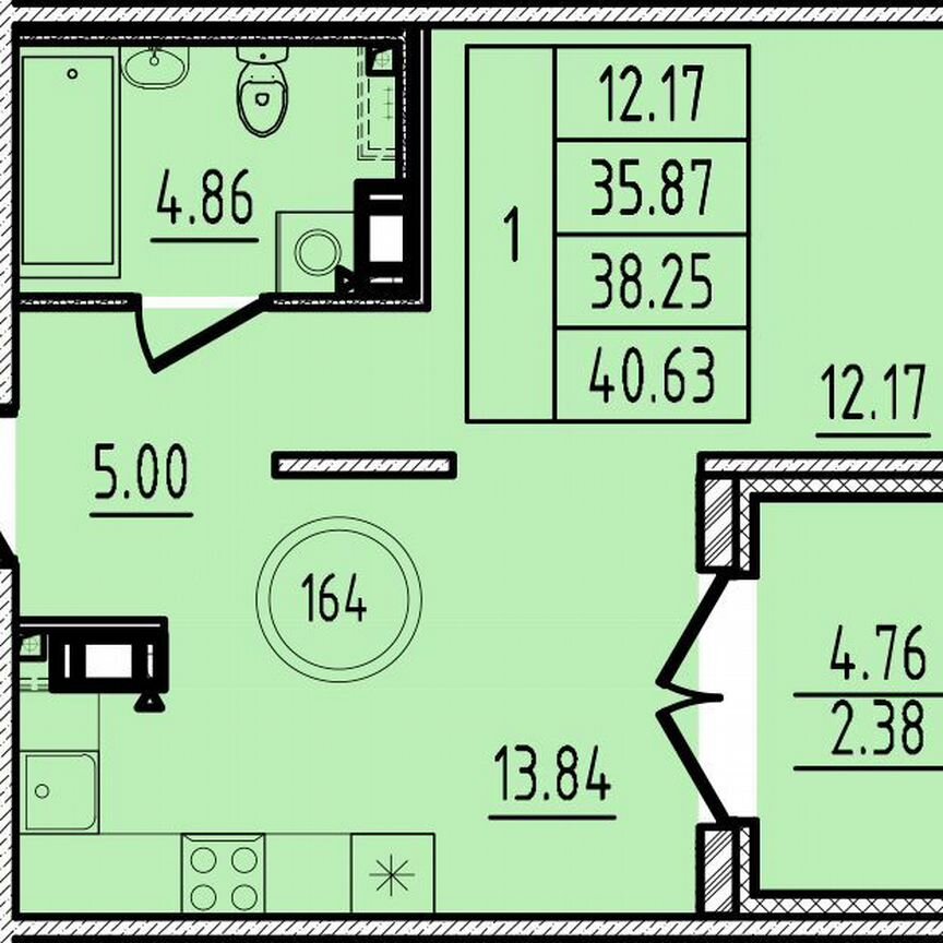 1-к. квартира, 32,4 м², 3/4 эт.