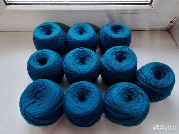 Пряжа 10 мотков шерсть малахит