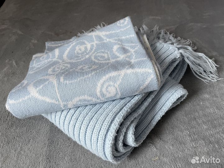 Шарф голубой 2 шт акрил+хлопок