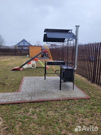 Мангал кованый с печкой и крышей