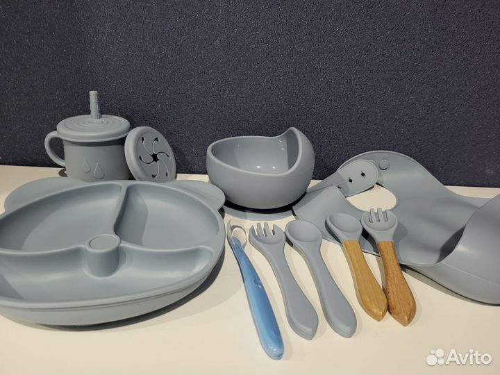 Набор детской силиконовой посуды новый