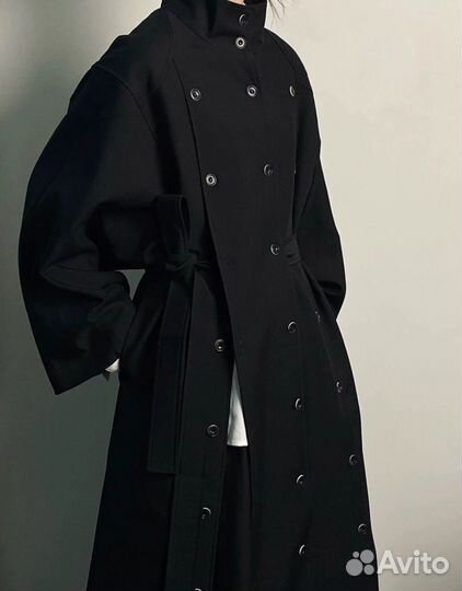 Тренч Yohji Yamamoto type black trench coat