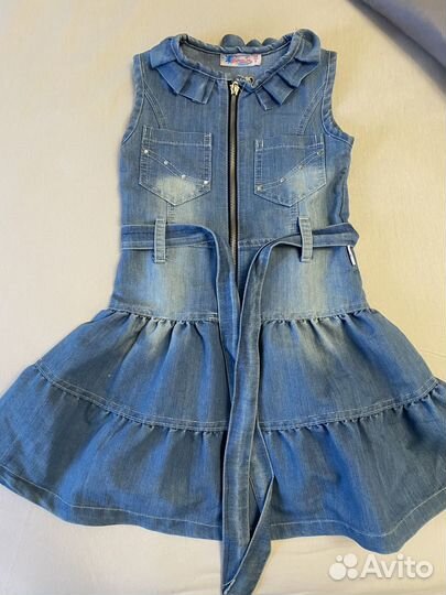 Платье джинсовое Б/у для девочки рр 98 качество