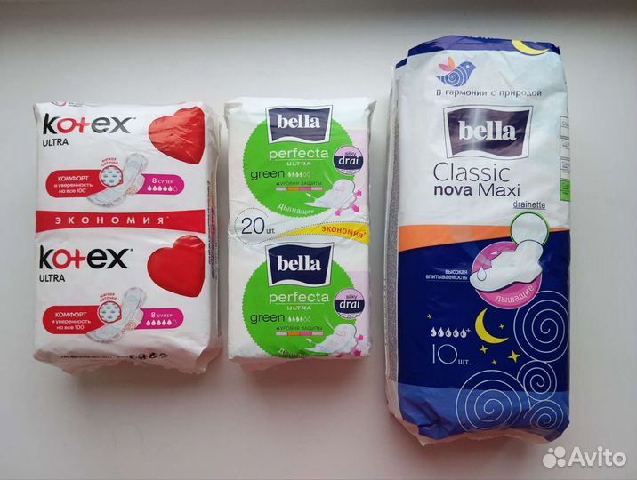 Прокладки Kotex и Bella