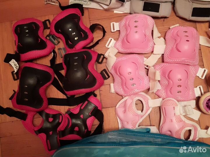 Ролики раздвижные детские р30-33 и 2 набора защиты