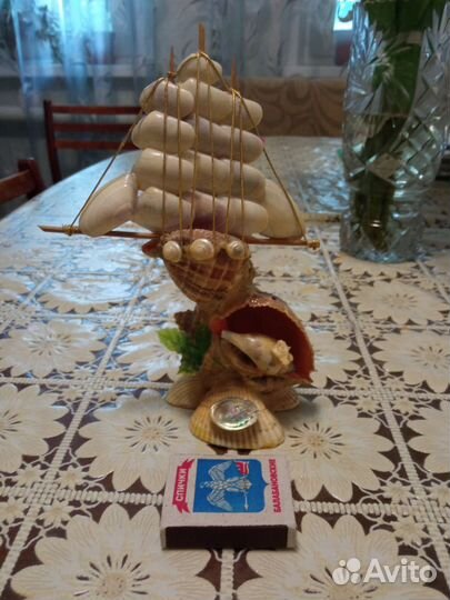 Статуэтка, корабль из ракушек