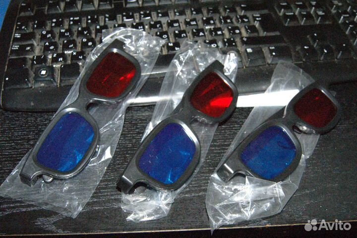 Очки 3D стерео анаглиф пластик красно-синие