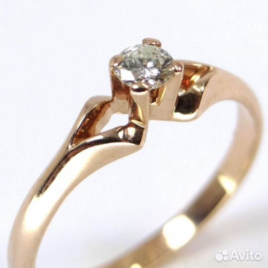 Золотое кольцо 585 пробы с бриллиантом 0.15 ct