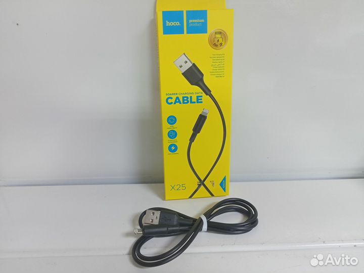 Кабель Lightning Hoco X25 Soarer (2A, 1m), black