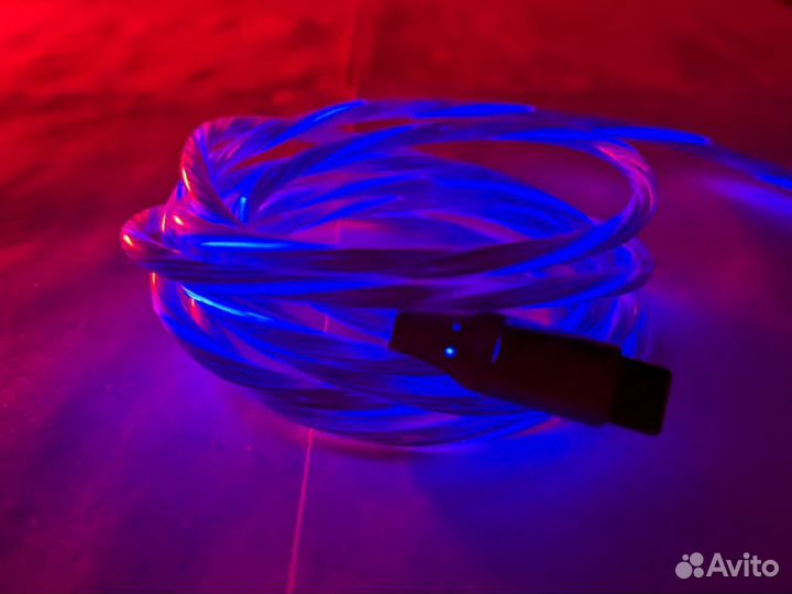 Type C, 2 Метра, светящийся провод,провод зарядки