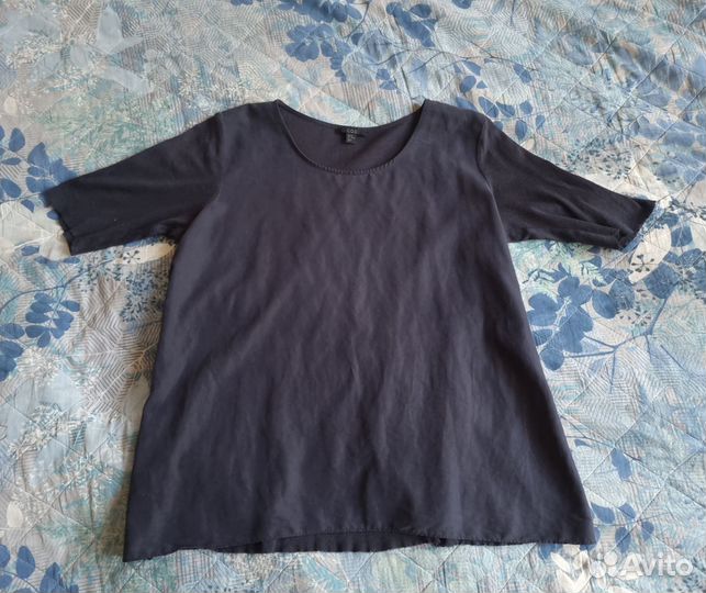 Синий топ cos шелк минимализм