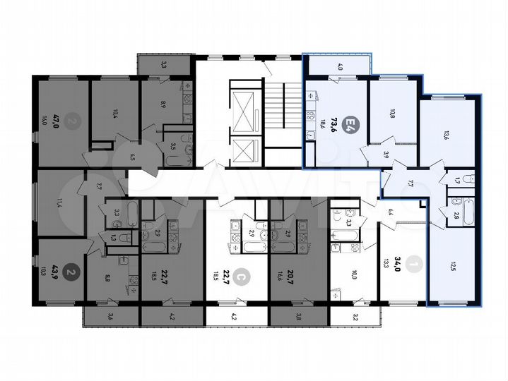 3-к. квартира, 73,6 м², 14/14 эт.