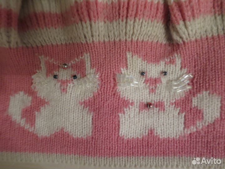 Шапка для девочки с котятами