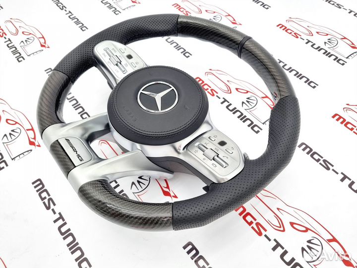 Руль 63 AMG подогрев+подушка Mercedes W213 карбон