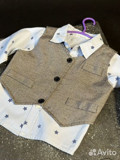 Рубашка с жилеткой на мальчика 90см