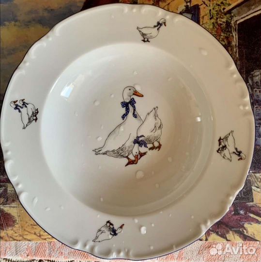 Тарелка глубокая 24см гуси Тун ориг. Чехия новая