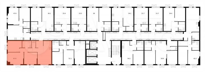 3-к. квартира, 67,9 м², 24/25 эт.